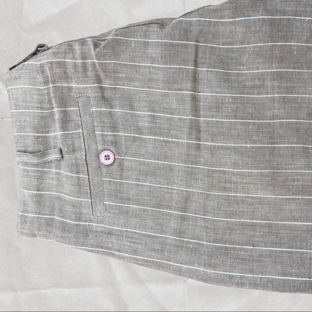Gray Striped Linen Pants